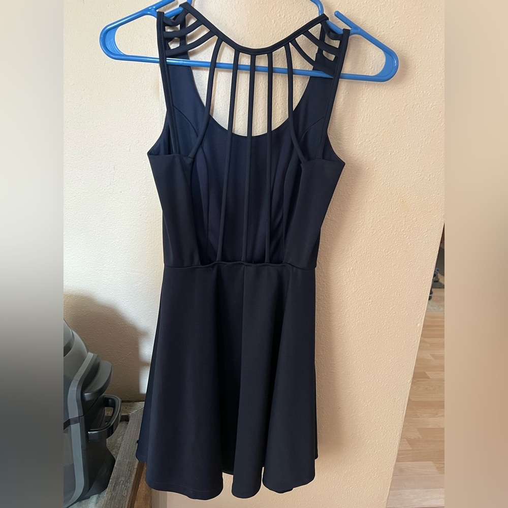 Charlotte Russe XS navy blue dress.  95% Poly, 5% Spandex
